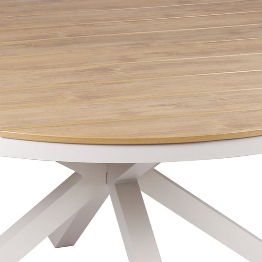 1.4m Round Sand White Outdoor Dining Table - Natural