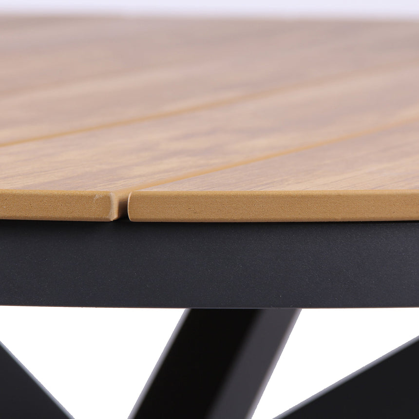 1.4m Round Charcoal Outdoor Dining Table - Natural