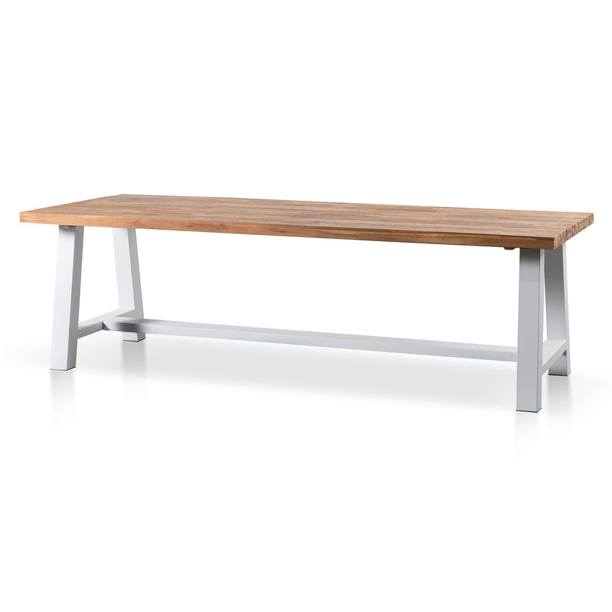 2.5m Outdoor Dining Table - Natural Top and White Base
