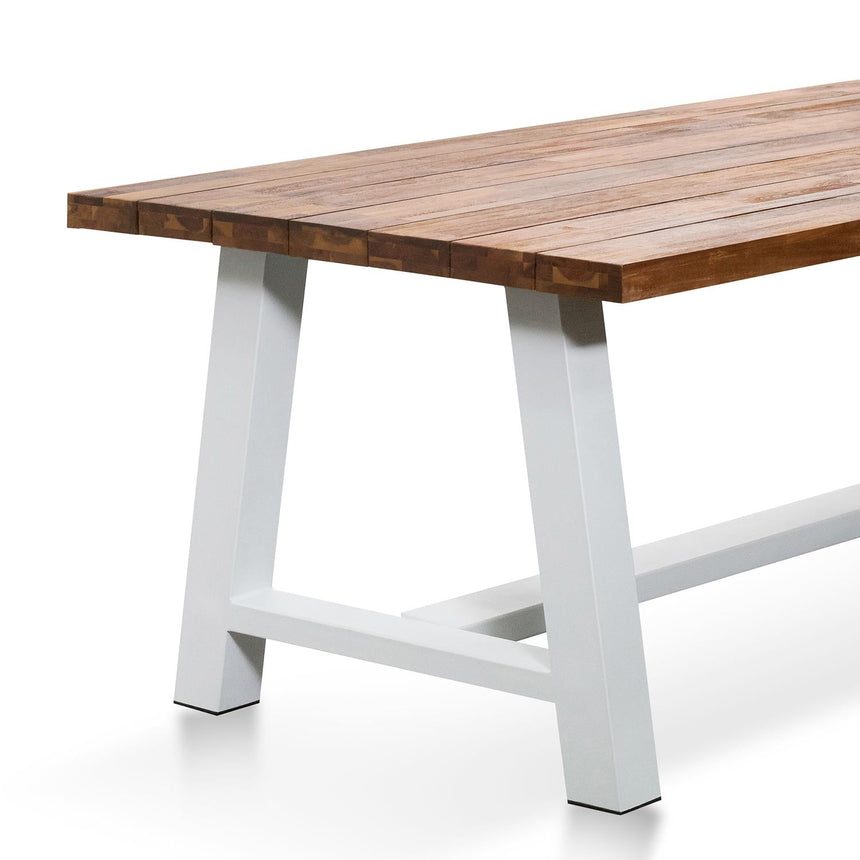 2.5m Outdoor Dining Table - Natural Top and White Base