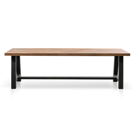 Bryndís Outdoor Dining Table - Natural Top and Black Base