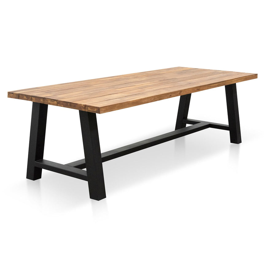Bryndís Outdoor Dining Table - Natural Top and Black Base