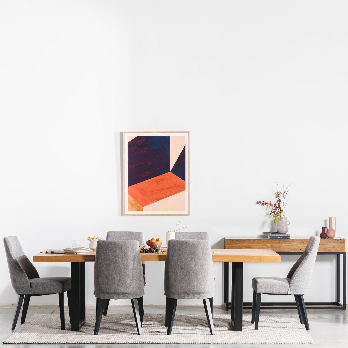 Miriam 2.4m Wooden Dining Table - Dusty Oak with Matte Black Base