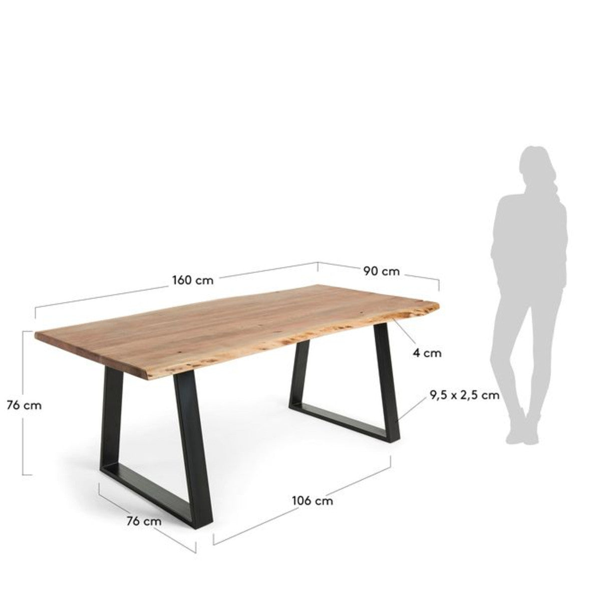 Sono 1.6 Solid Wattle Timber Dining Table - Natural