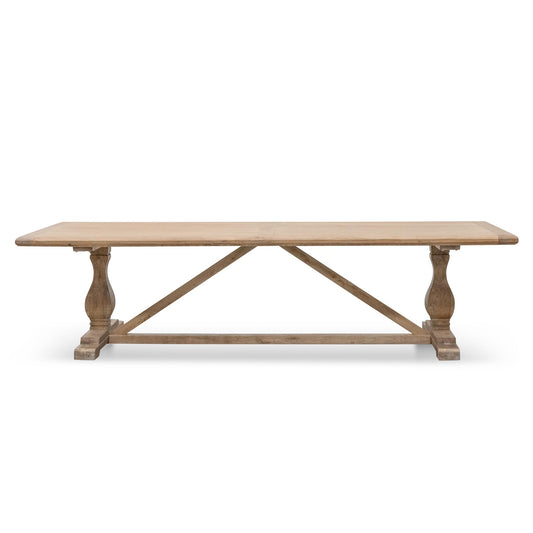 Victoria 3m Reclaimed Elm Dining Table - Rustic Natural