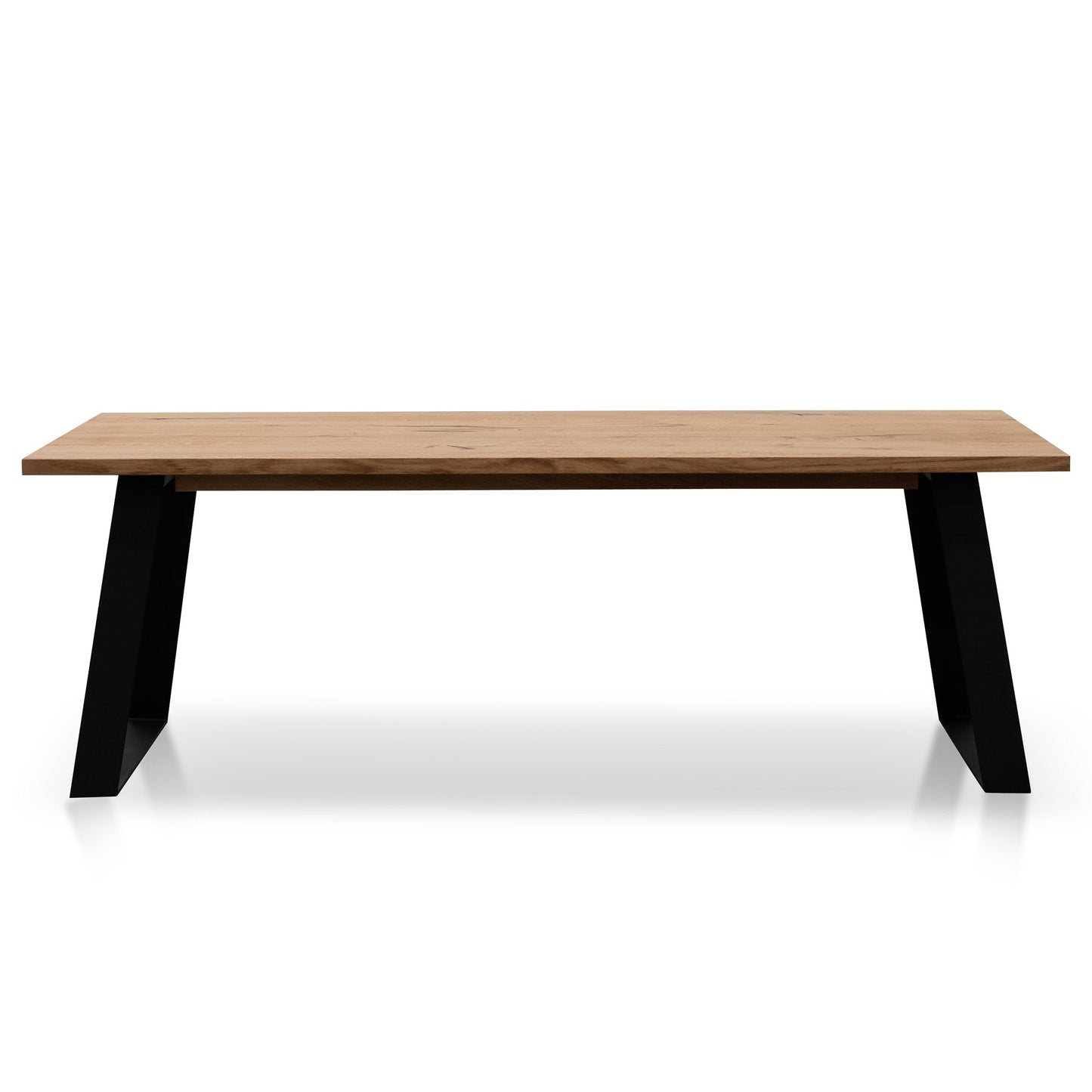 Hudson 2.2m Straight Top Dining table - Rustic Oak - Metal Legs