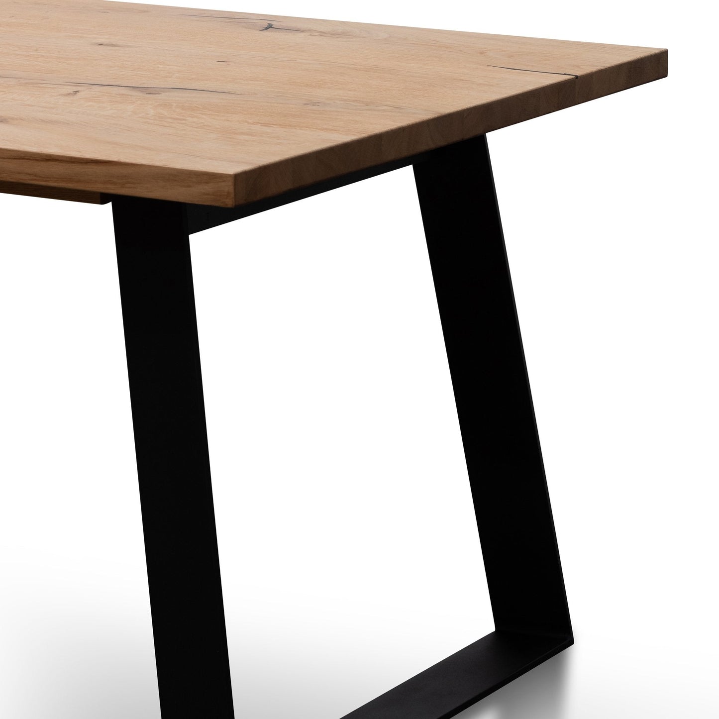 Hudson 2.2m Straight Top Dining table - Rustic Oak - Metal Legs