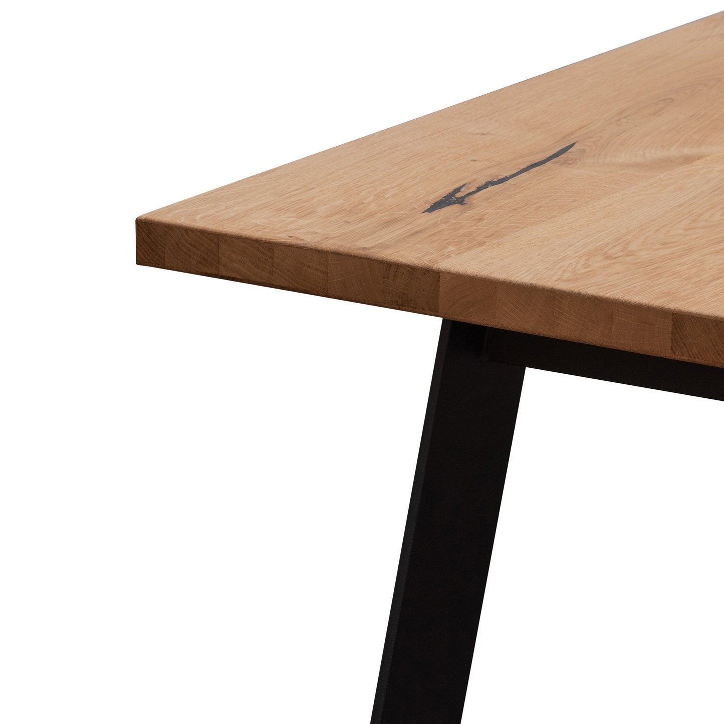 Hudson 2.2m Straight Top Dining table - Rustic Oak - Metal Legs