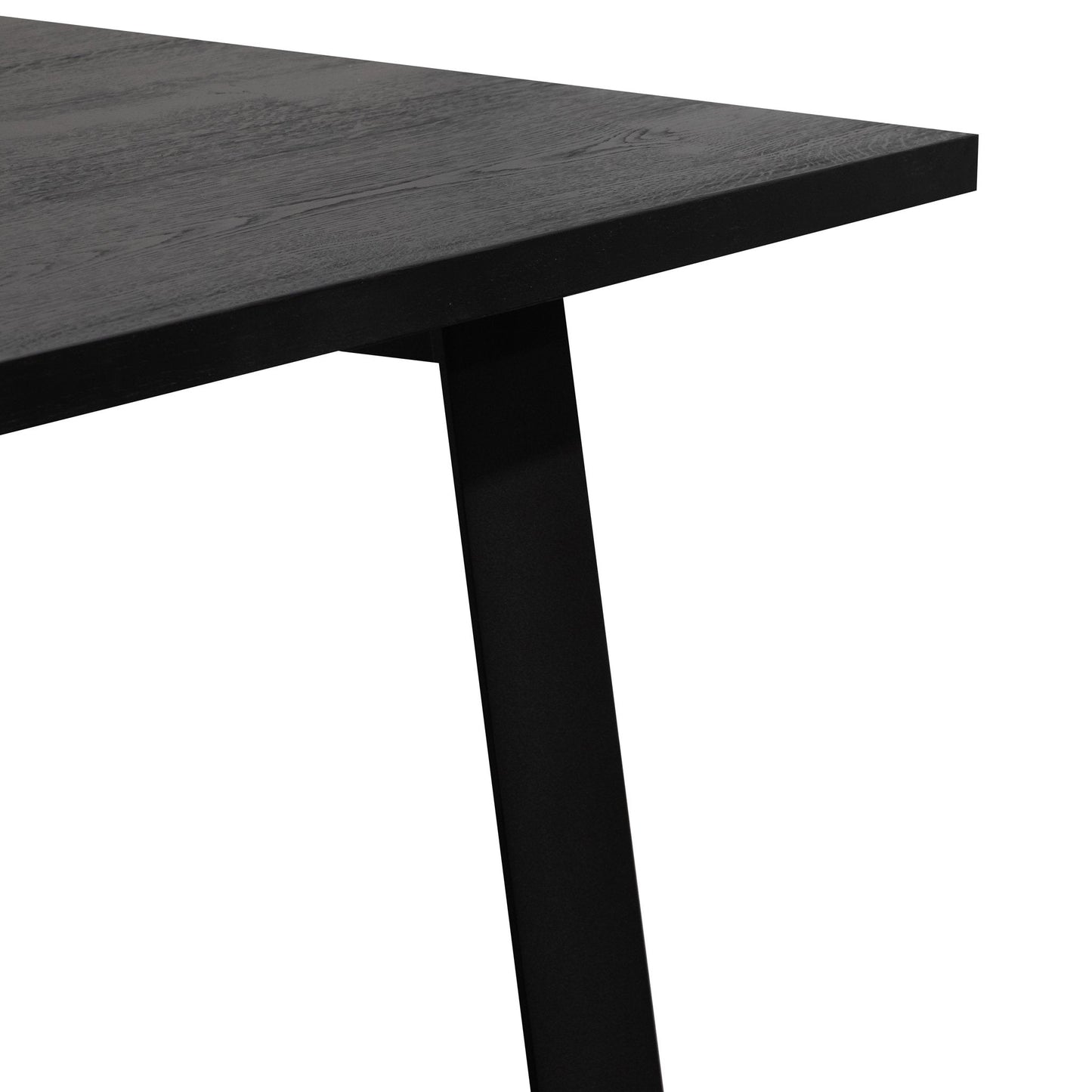 Hudson 2.2m Straight Top Dining table - Black Rustic Oak - Metal Legs - Last One