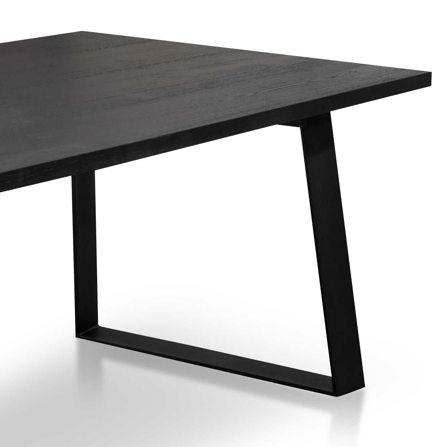 Hudson 2.2m Straight Top Dining table - Black Rustic Oak - Metal Legs - Last One