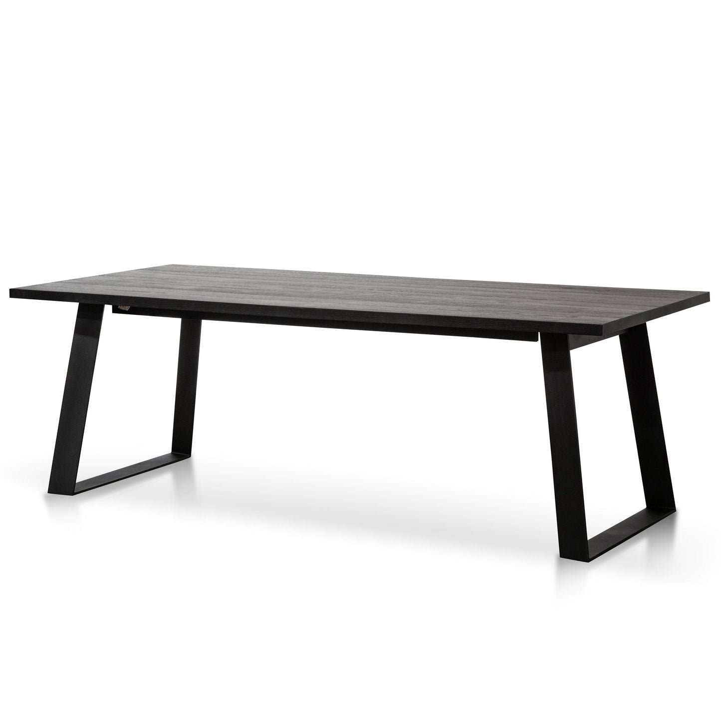 Hudson 2.2m Straight Top Dining table - Black Rustic Oak - Metal Legs - Last One