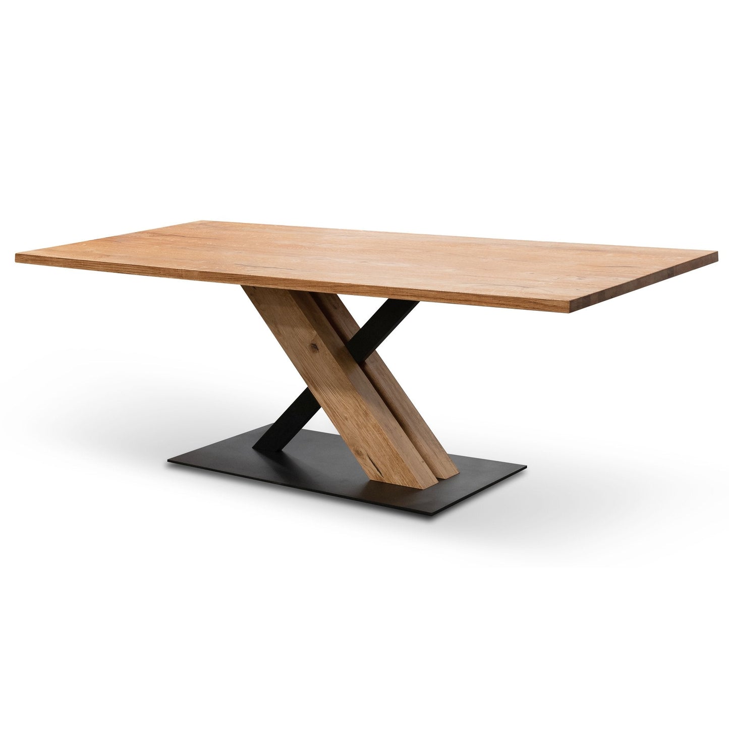 Elma 2.2m Dining Table - Rustic Oak - Wooden Metal base