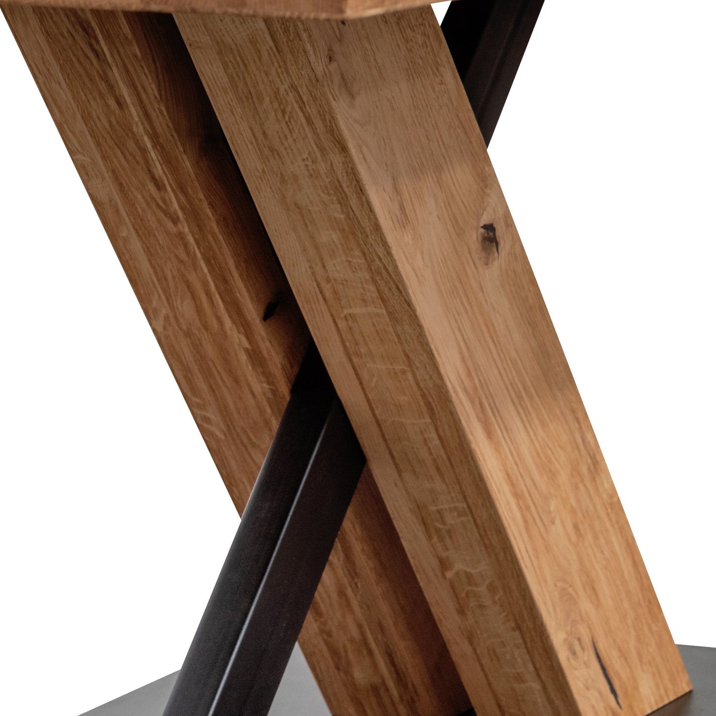 Elma 2.2m Dining Table - Rustic Oak - Wooden Metal base