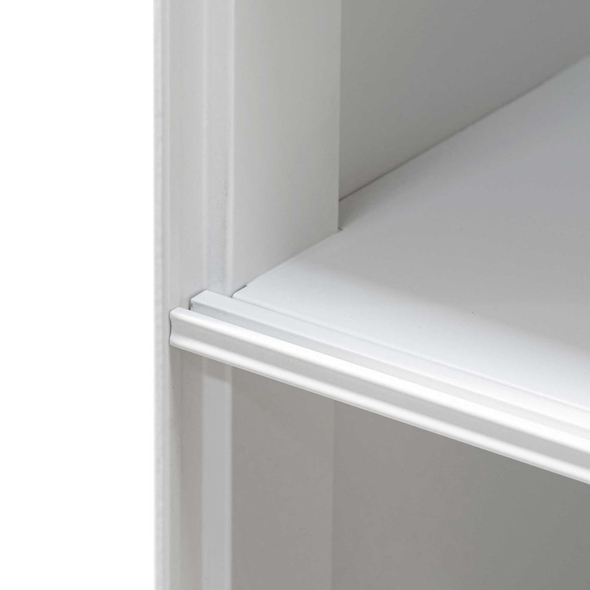 Inter-layered White Storage Cabinet - Grey Doors