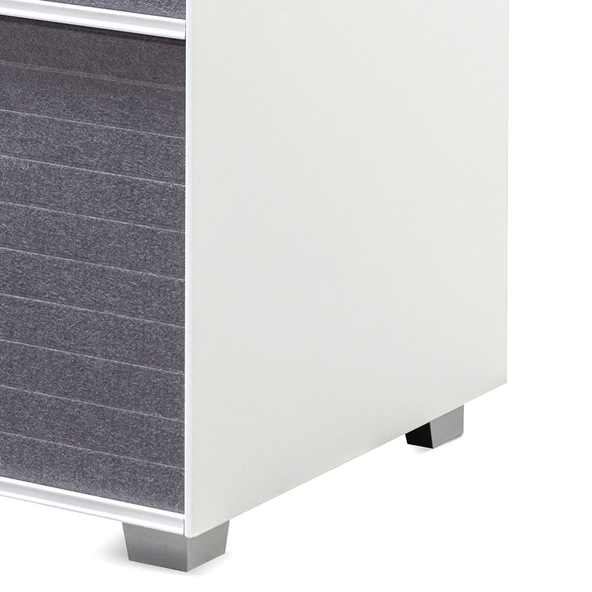 Inter-layered White Storage Cabinet - Grey Doors