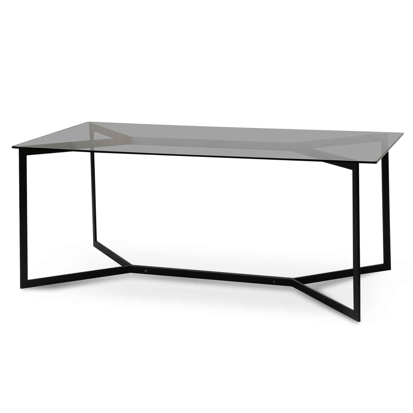 1.9m Grey Glass Dining Table - Black Base