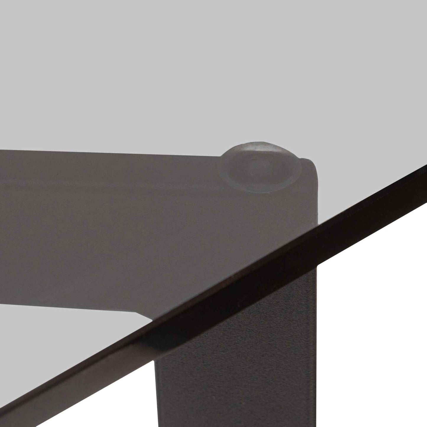 1.9m Grey Glass Dining Table - Black Base