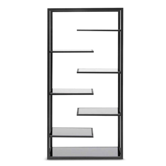 CDT6394-KS 1.8m(H) Black Glass Shelving Unit - Black Frame