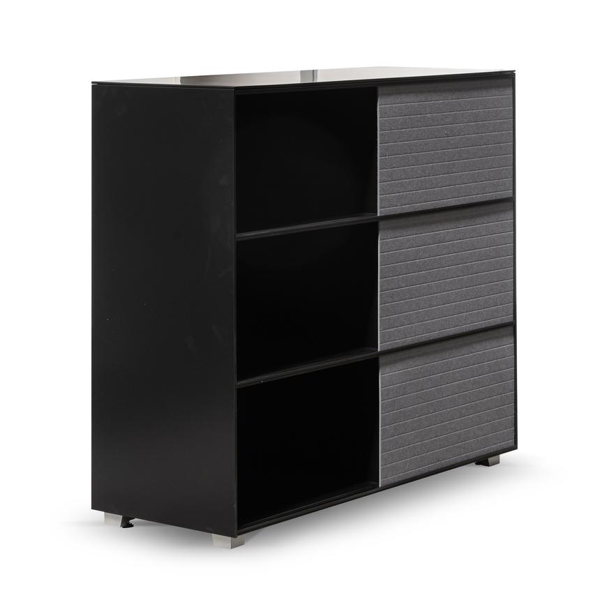 Inter-layered Black Storage Cabinet - Grey Doors