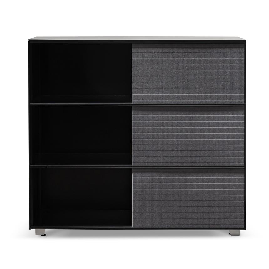 Inter-layered Black Storage Cabinet - Grey Doors