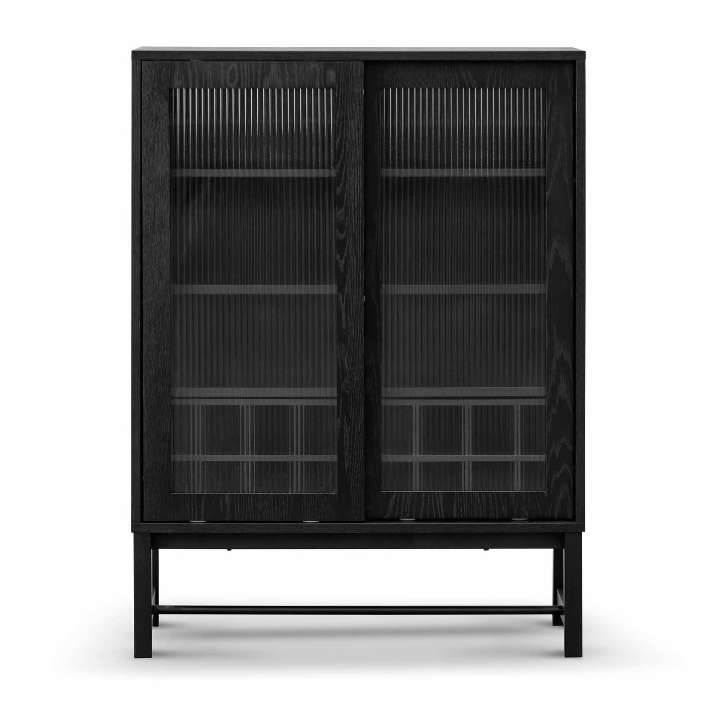 Maynard Black Bar Cabinet - Flute Glass Doors