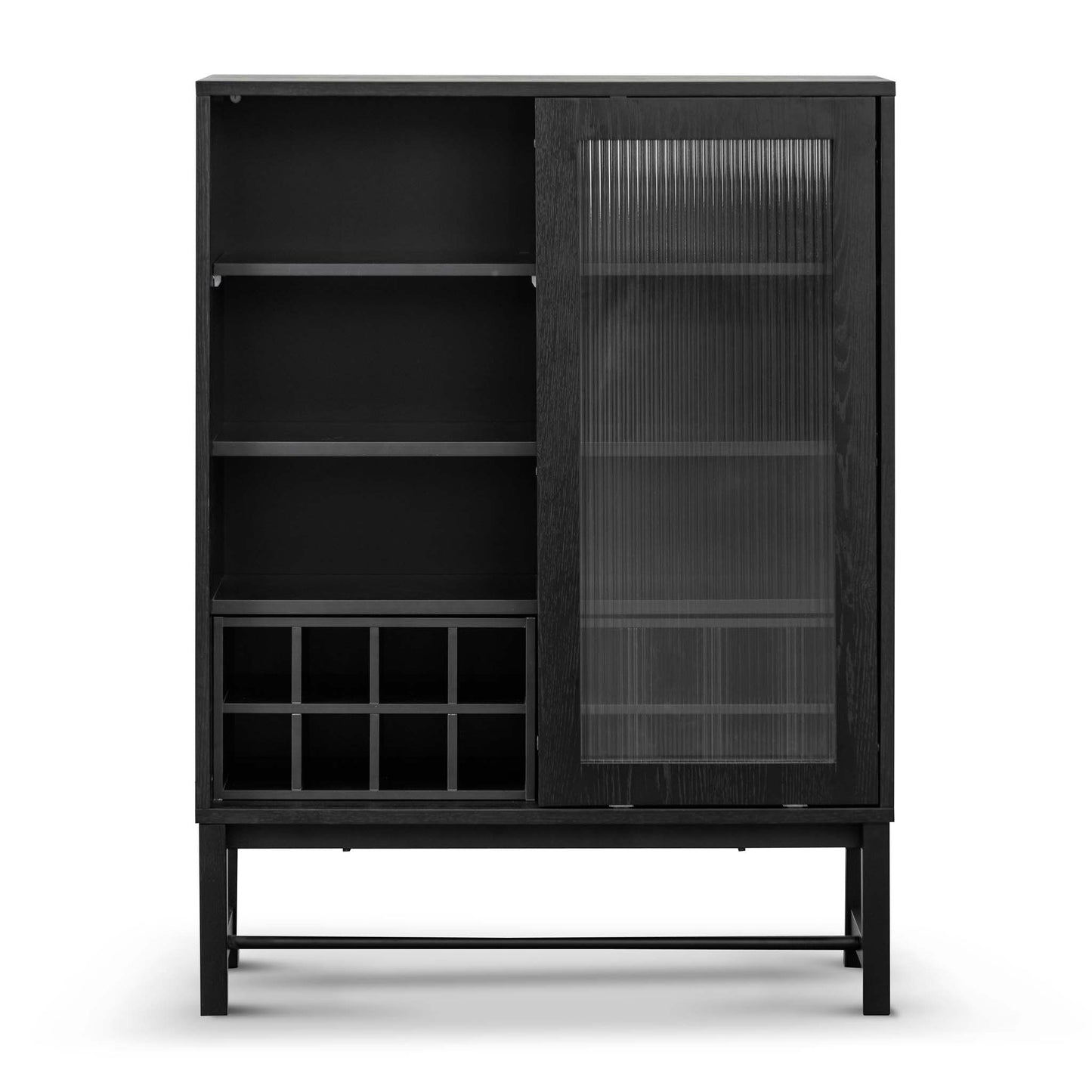 Maynard Black Bar Cabinet - Flute Glass Doors