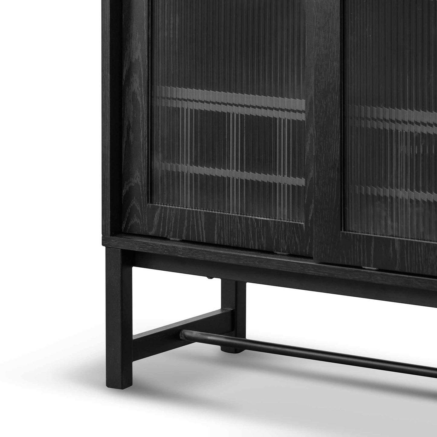 Maynard Black Bar Cabinet - Flute Glass Doors