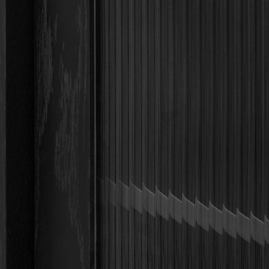 Black Bar Cabinet - Flute Glass Doors