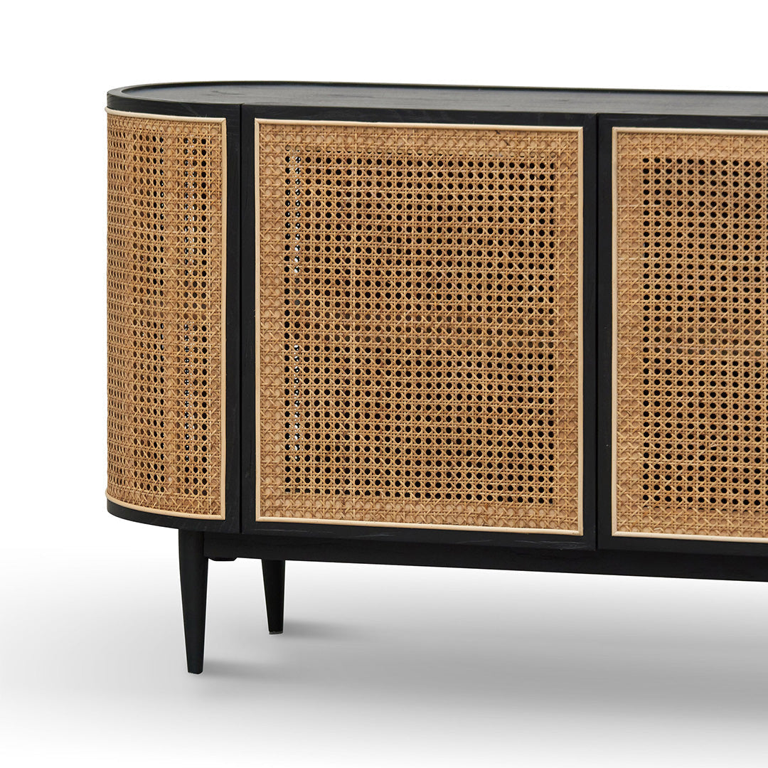 McDaniel 1.45m ELM Black Side board - Natural Rattan Door