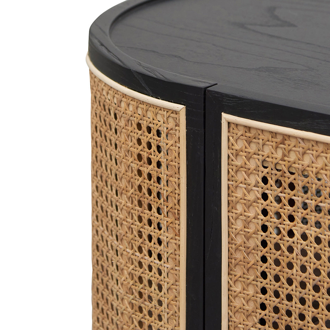 McDaniel 1.45m ELM Black Side board - Natural Rattan Door