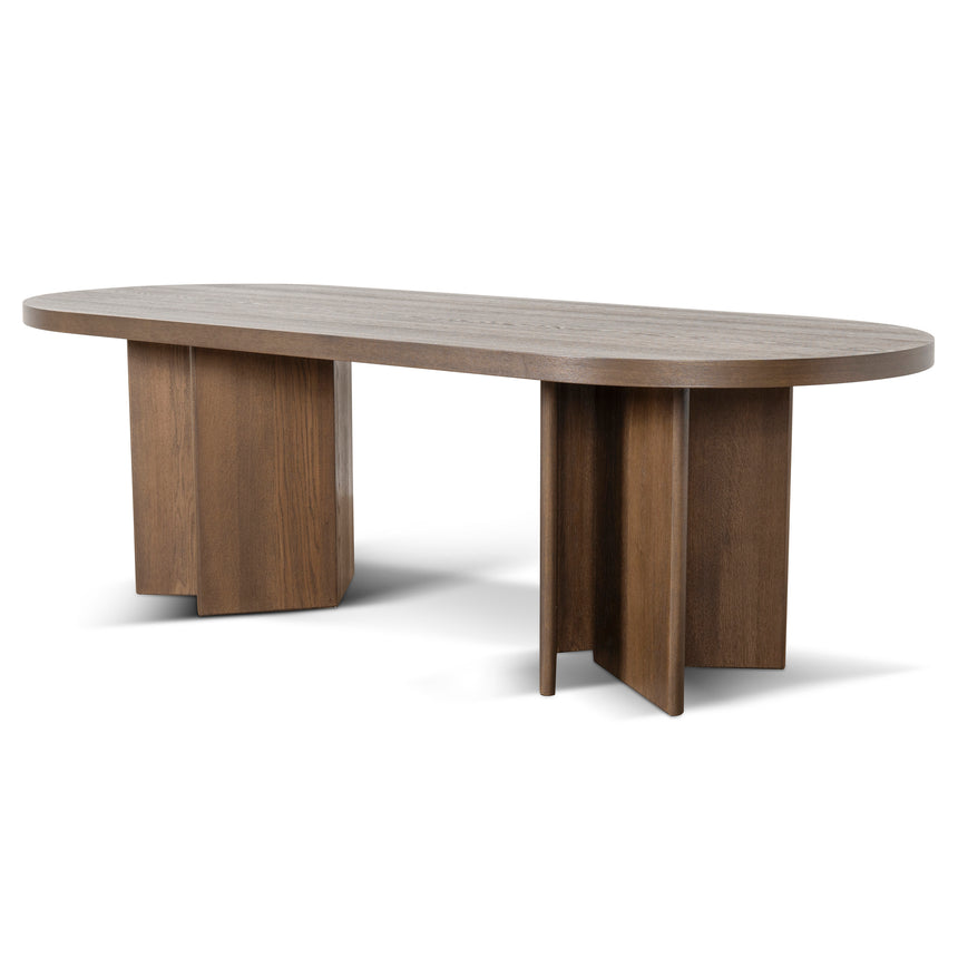 2.4m Pill Shape Dining Table - Caramel Oak