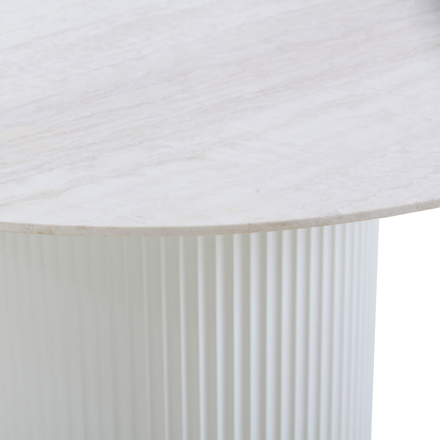 Elino 1.2m Round Travertine Dining Table - White