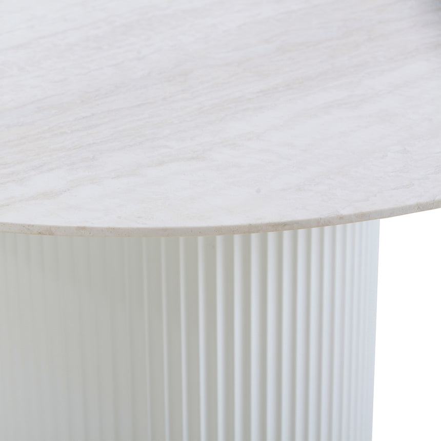 1.2m Round Travertine Dining Table - White