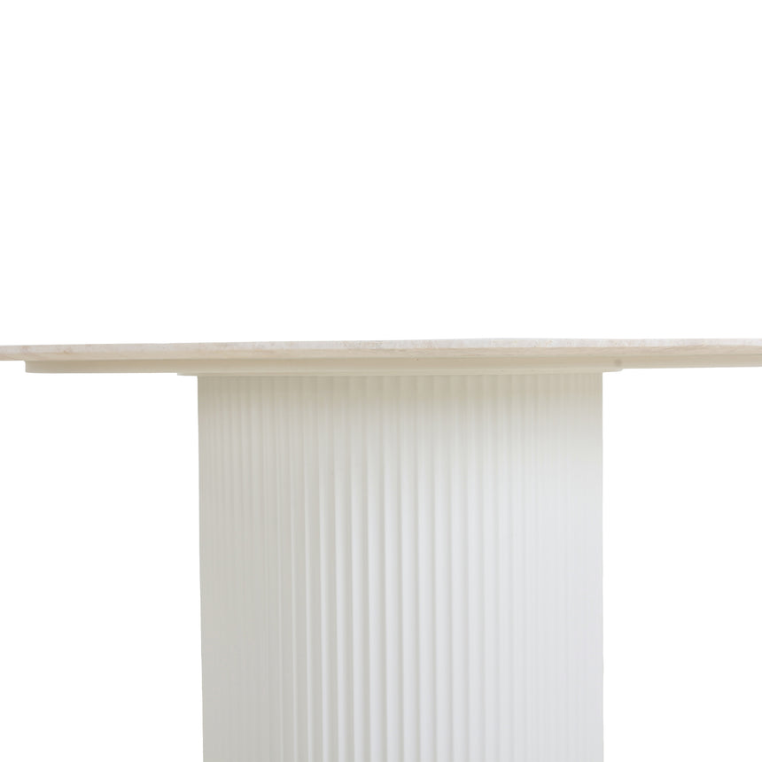 1.2m Round Travertine Dining Table - White