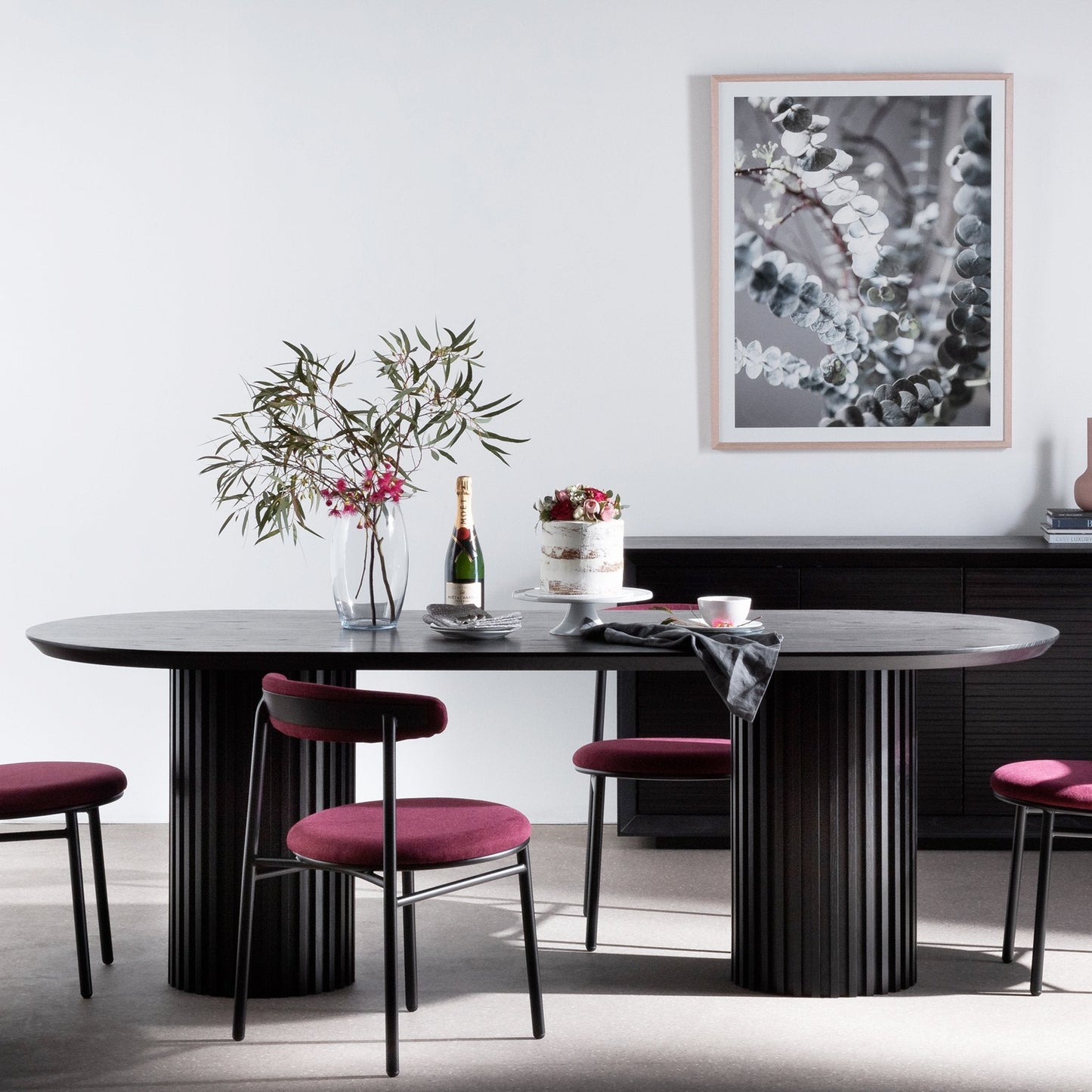 Ex Display - Marty 2.2m Wooden Dining Table - Black Oak