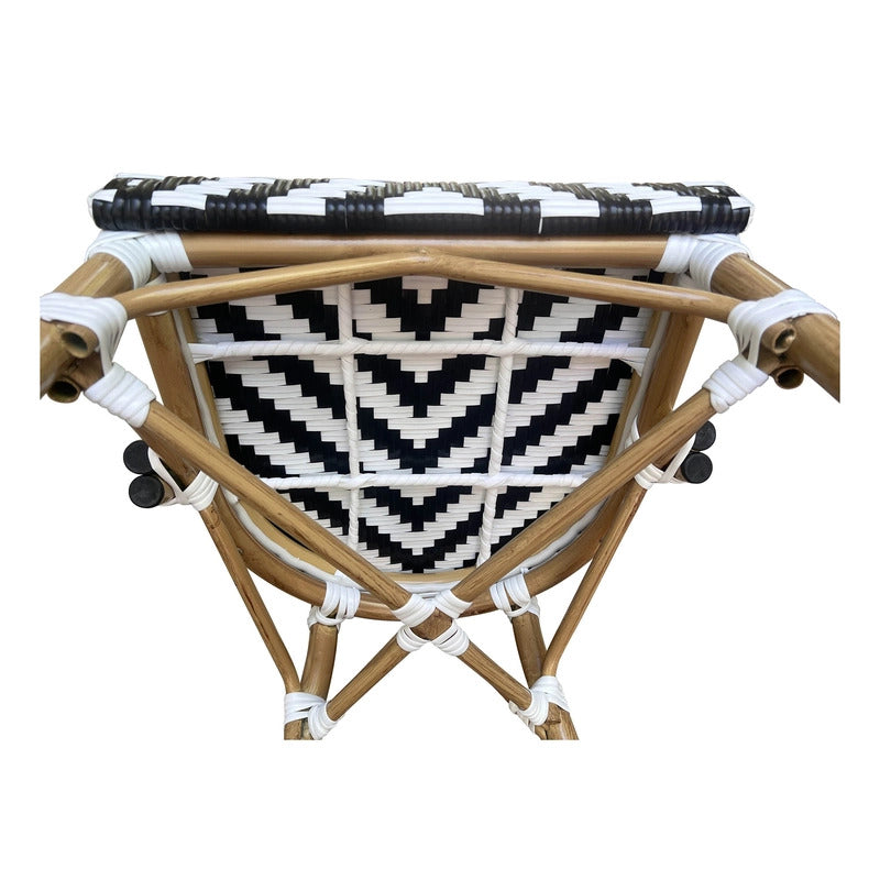 Set of 2 - Dalmatian Indoor / Outdoor Dining Chair - Black & White Chevron