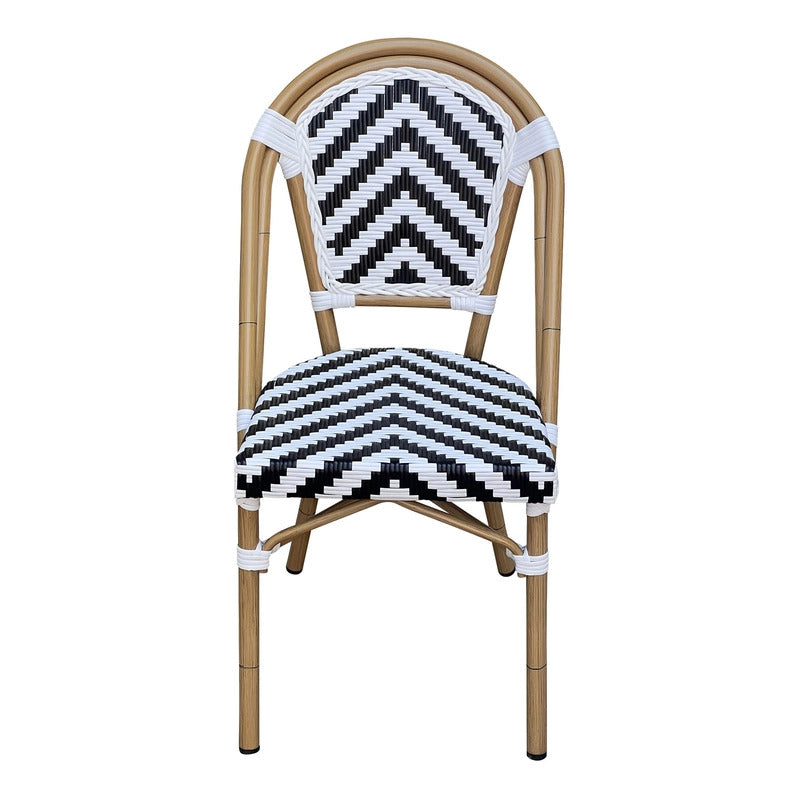 Set of 2 - Dalmatian Indoor / Outdoor Dining Chair - Black & White Chevron