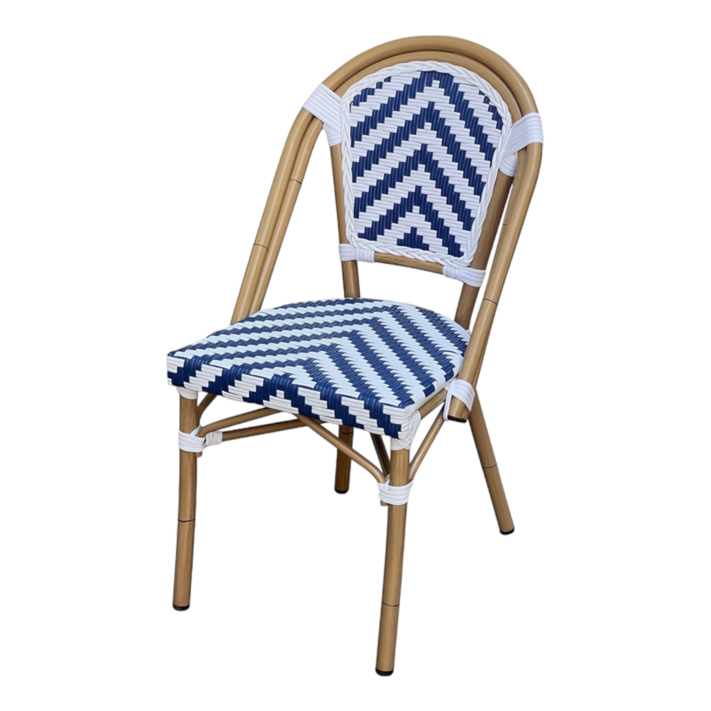 Set of 2 - Dalmatian Indoor / Outdoor Dining Chair - Navy & White Chevron