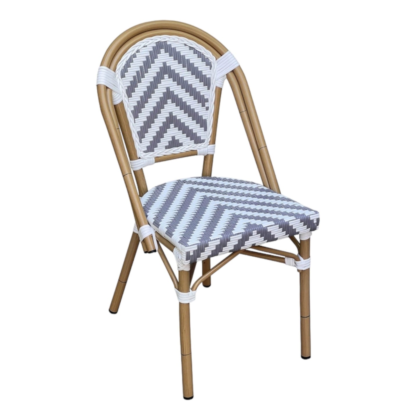 Set of 2 - Dalmatian Indoor / Outdoor Dining Chair - Grey &  White Chevron