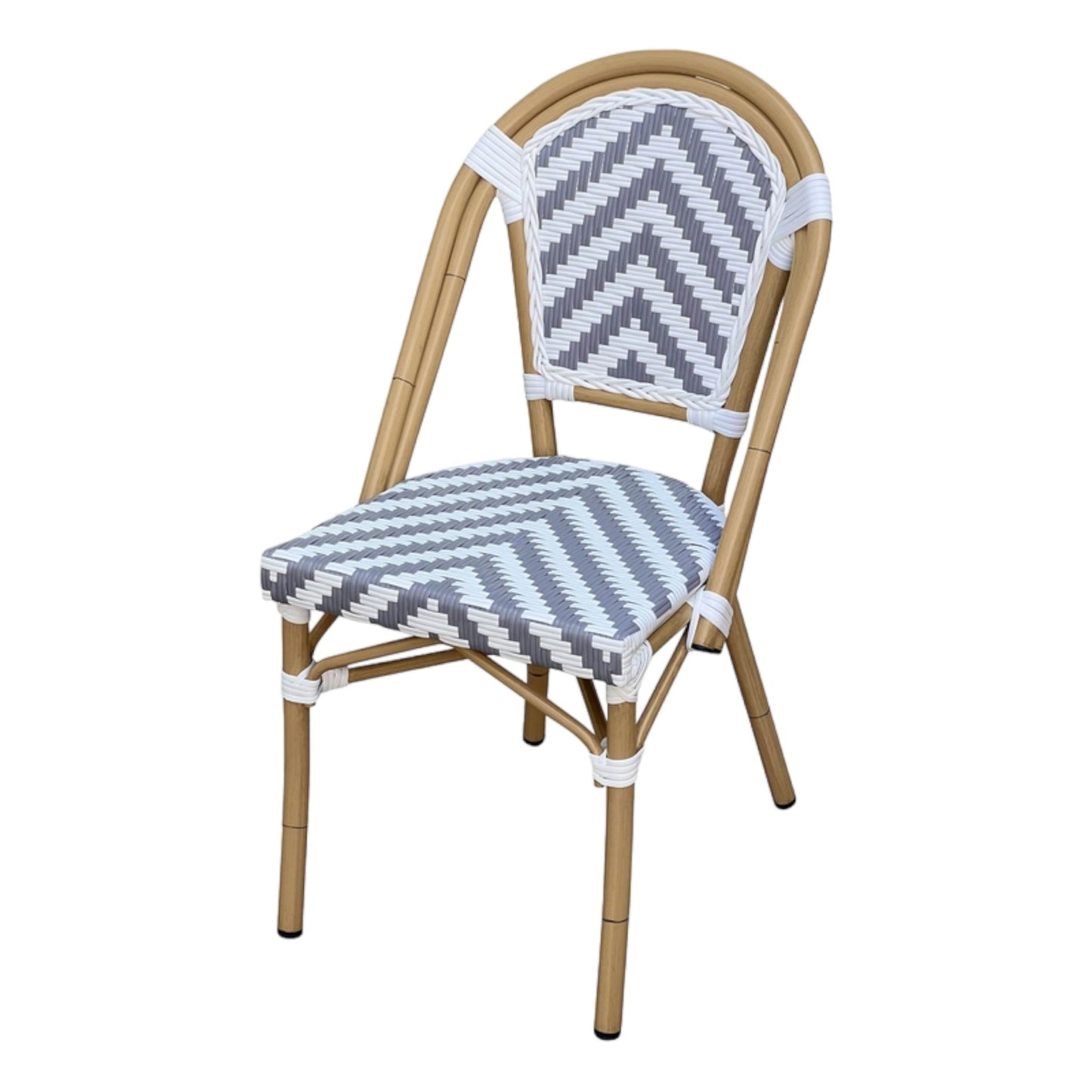 Set of 2 - Dalmatian Indoor / Outdoor Dining Chair - Grey &  White Chevron