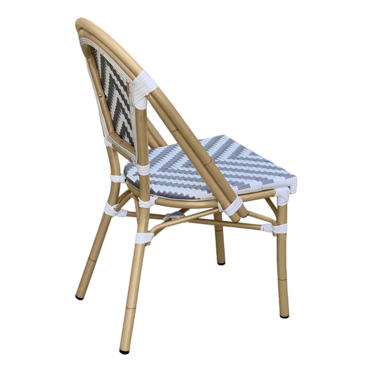 Set of 2 - Dalmatian Indoor / Outdoor Dining Chair - Grey & White Chevron