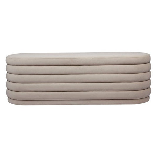 Demi Storage Bench Ottoman - Nude Velvet