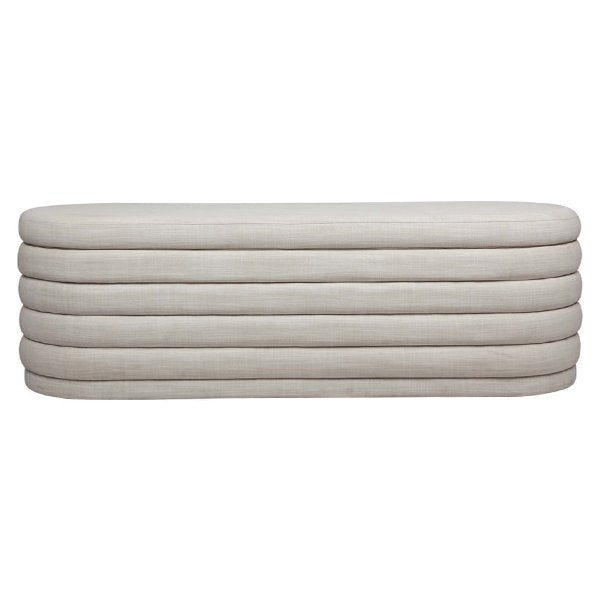 Demi Storage Bench Ottoman - Off White Linen