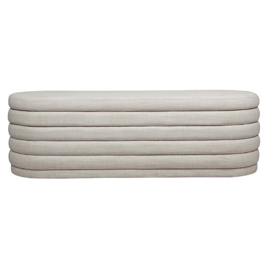 Demi Storage Bench Ottoman - Off White Linen