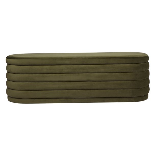 Demi Storage Bench Ottoman - Olive Velvet