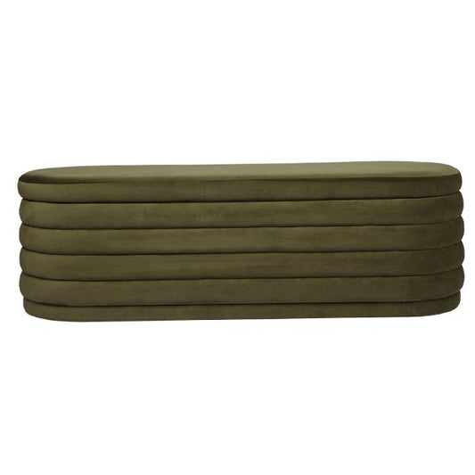 Demi Storage Bench Ottoman - Olive Velvet