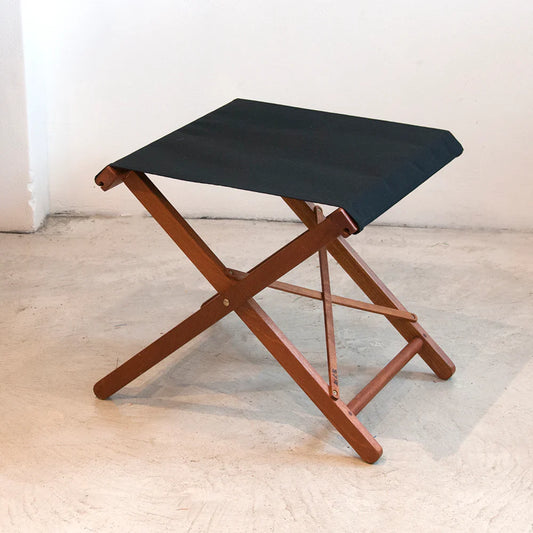 Folding Stool Hardwood Synthetic Solid Black