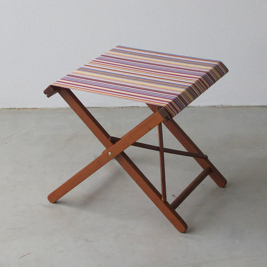 Folding Stool Hardwood Synthetic Stripe Tom Multi
