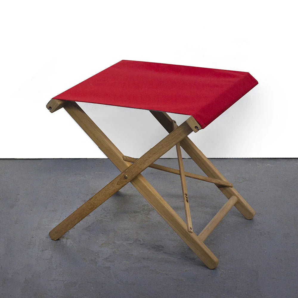 Folding Stool Teak Synthetic Red
