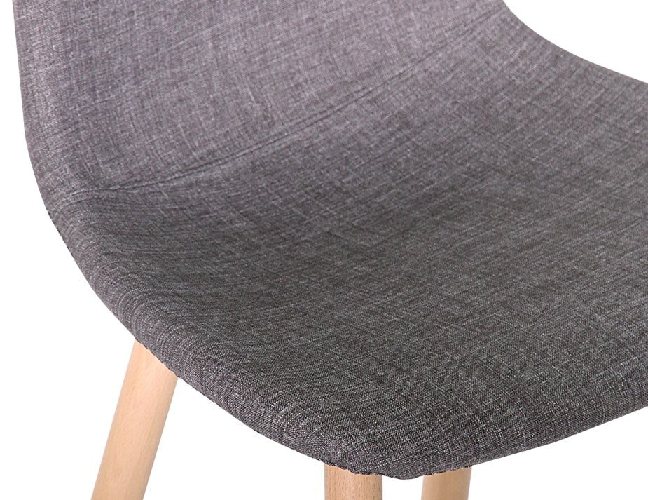 Ara Bar Stool - Natural Frame & Grey Upholstered Seat